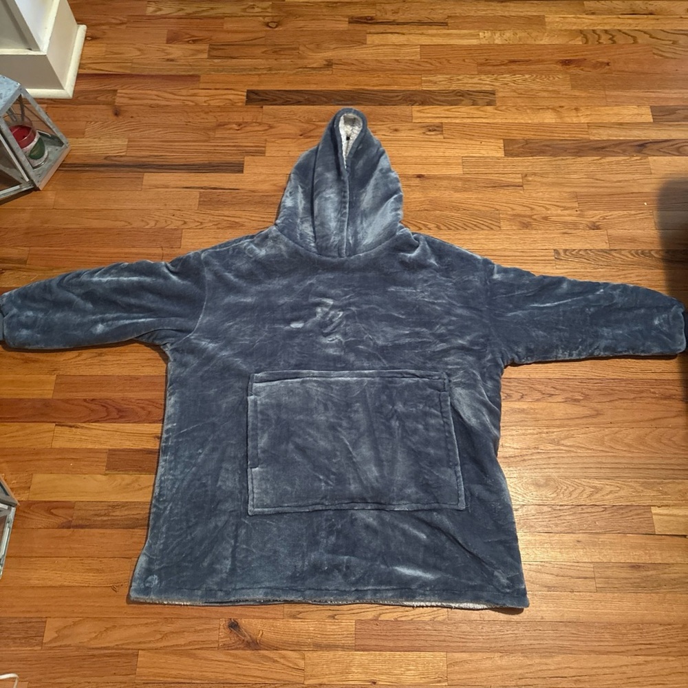 Cozy Blue Hooded Blanket Sweatshirt